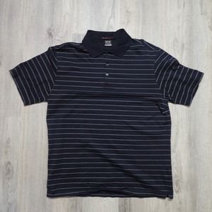 Nike Polo Shirt Adult Large Black White Tiger Woods Golfing Golf Drifit Mens